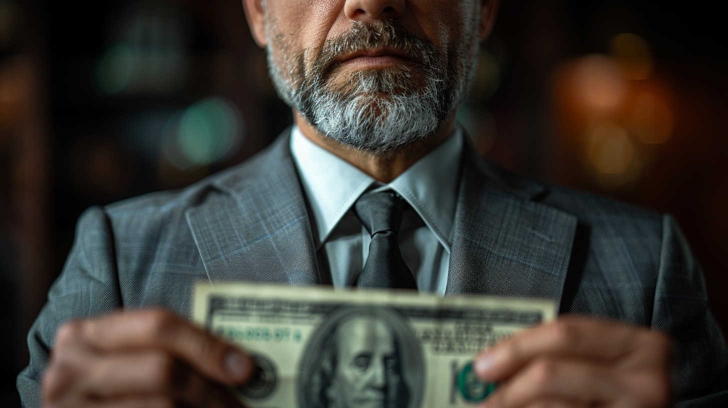 Businessman holds money